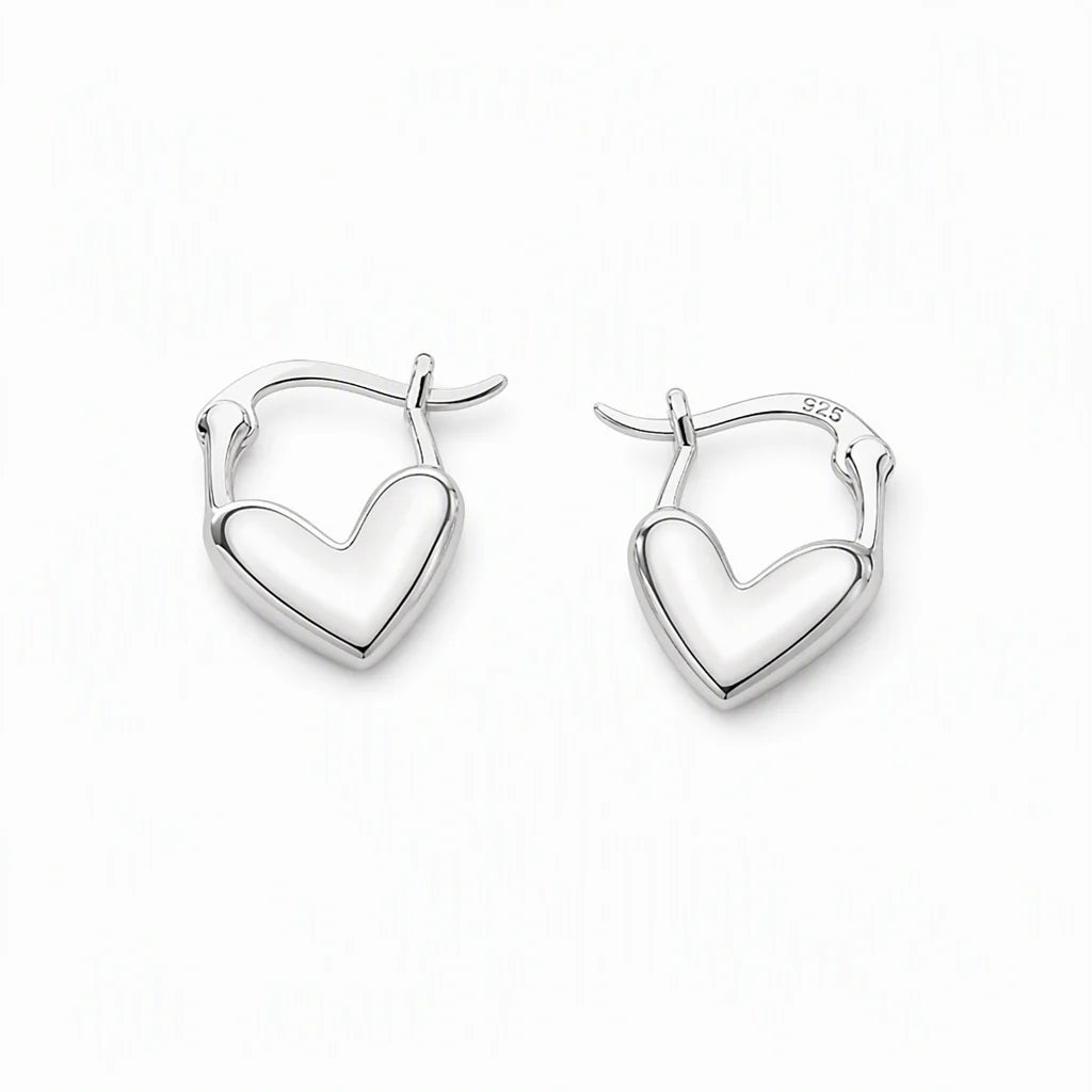 💕 ✨ Small Heart Hoop Earrings – Smooth finish & French minimalist style ✨