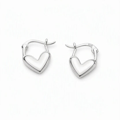💕 ✨ Small Heart Hoop Earrings – Smooth finish & French minimalist style ✨