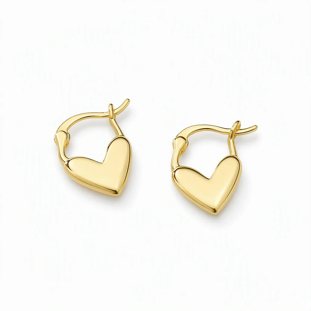 💕 ✨ Small Heart Hoop Earrings – Smooth finish & French minimalist style ✨