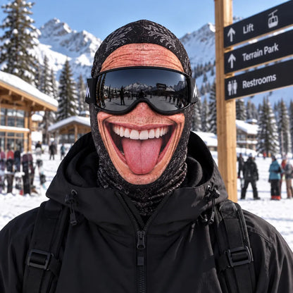 🎿 Realistic Face Balaclava – Funny Ski & Snowboard Mask for Cold Weather Adventures