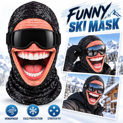 🎿 Realistic Face Balaclava – Funny Ski & Snowboard Mask for Cold Weather Adventures