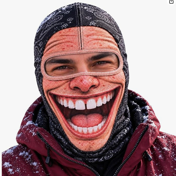 🎿 Realistic Face Balaclava – Funny Ski & Snowboard Mask for Cold Weather Adventures