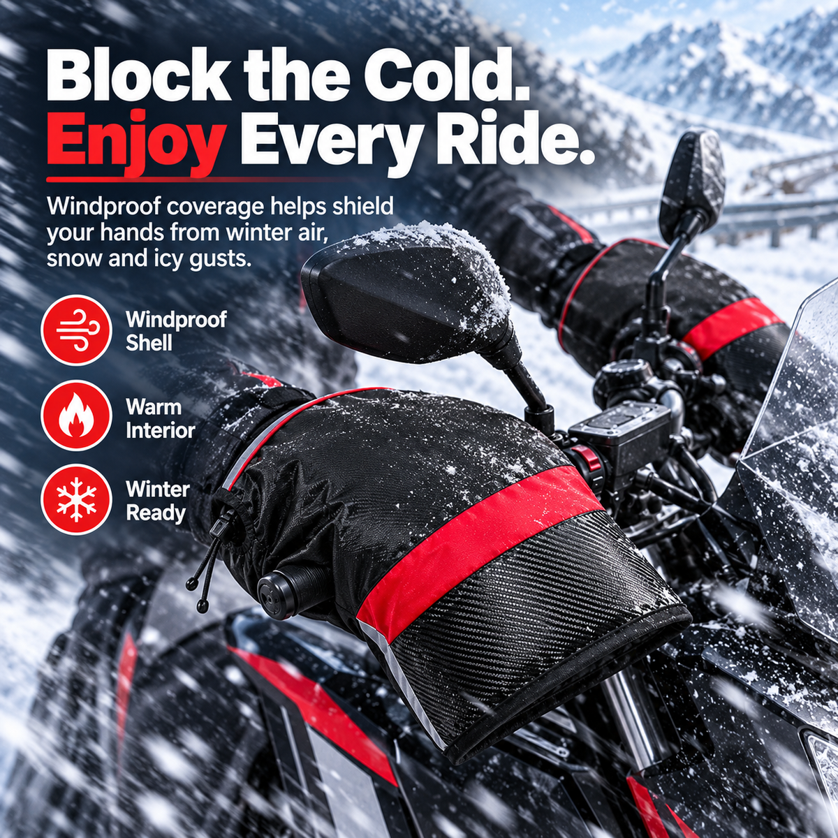 ❄️ Winter Windproof Motorcycle Bar Muffs – Keep Your Hands Warm on Every Ride