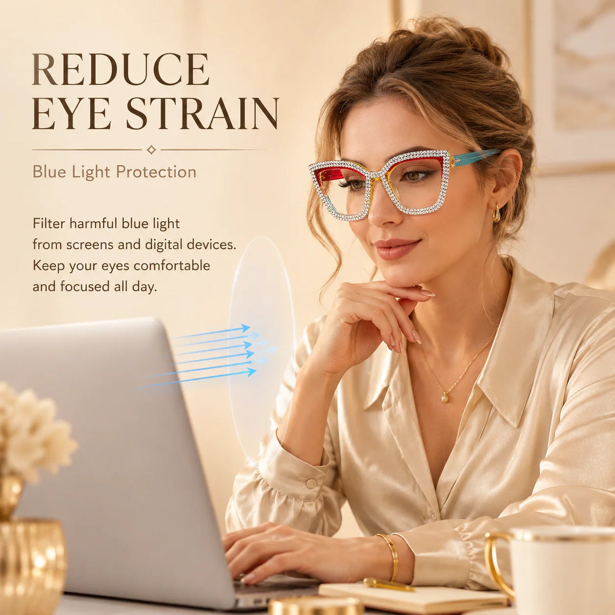 👓Fashion Modern Look Trending Eyeglasses Cat-Eye Anti-Blue Light Reading Glasses💎