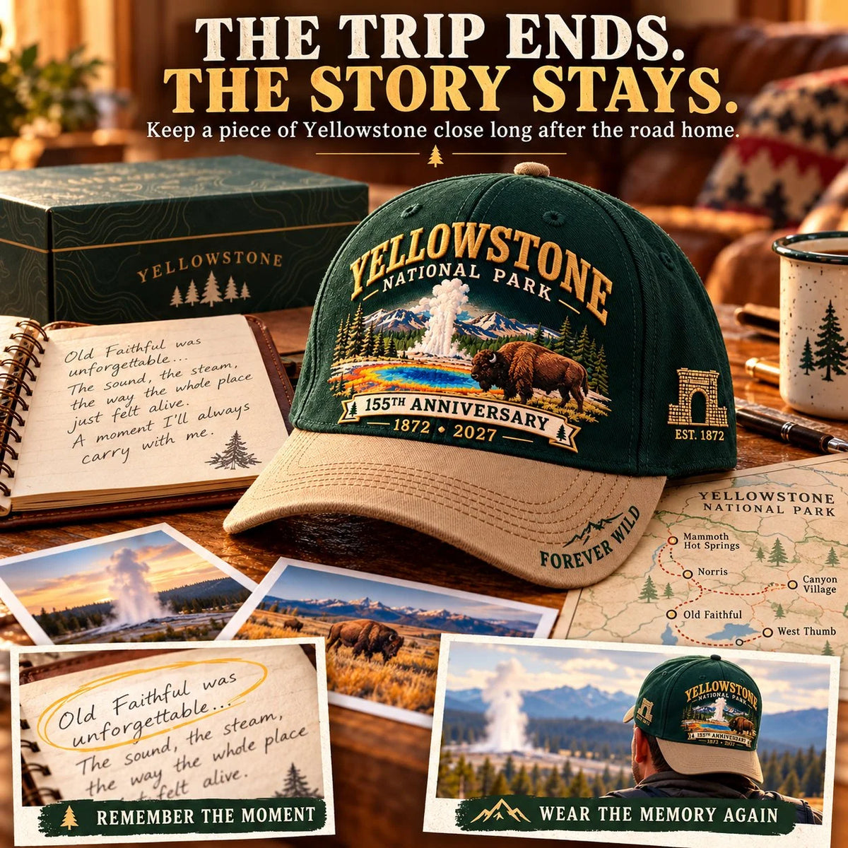 🦬Yellowstone National Park 155th Anniversary 1872-2027 Commemorative Cap