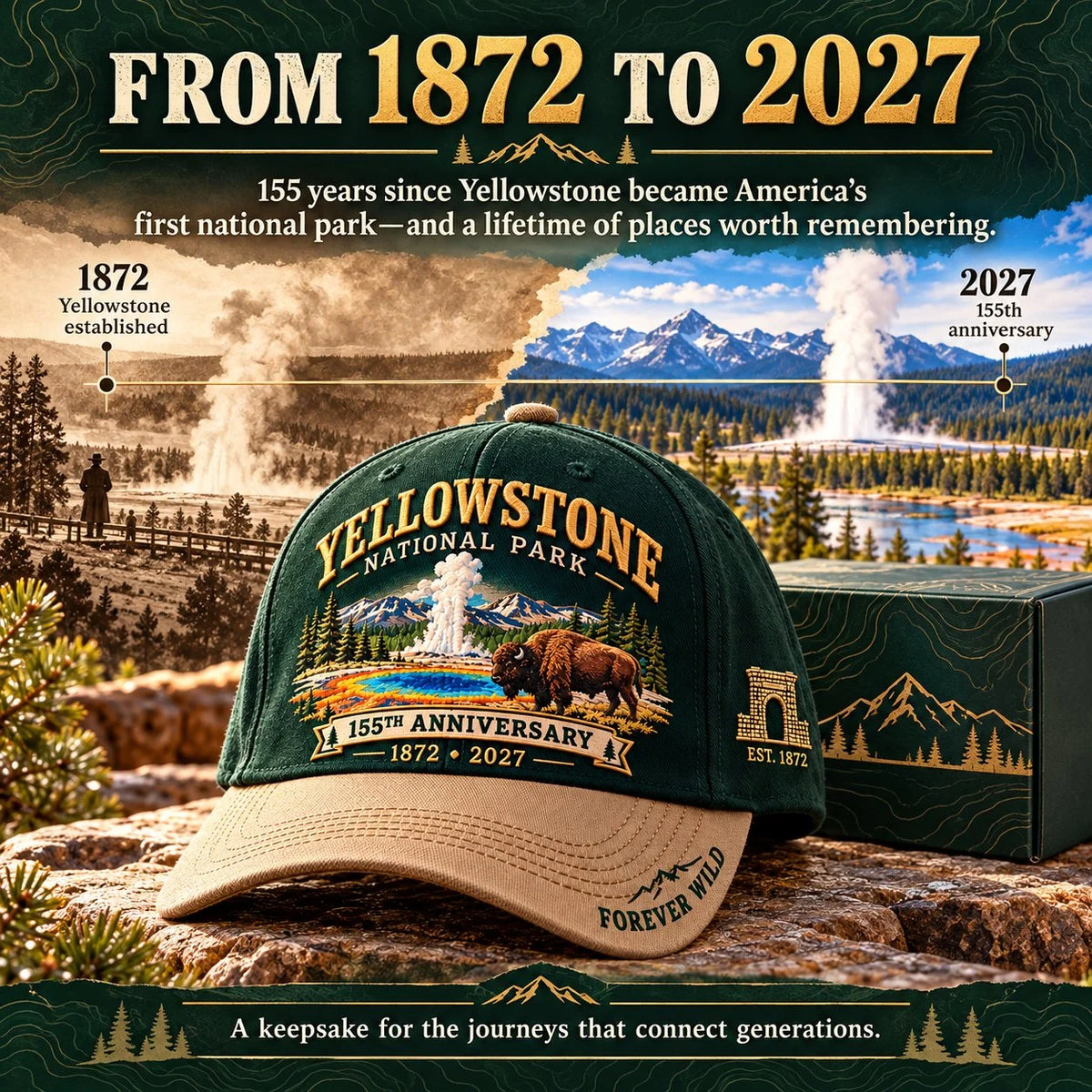 🦬Yellowstone National Park 155th Anniversary 1872-2027 Commemorative Cap