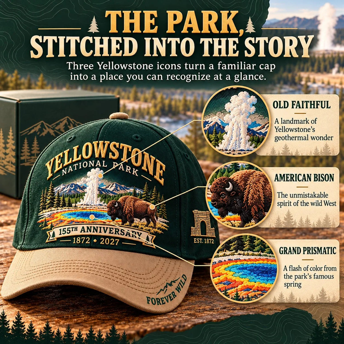 🦬Yellowstone National Park 155th Anniversary 1872-2027 Commemorative Cap