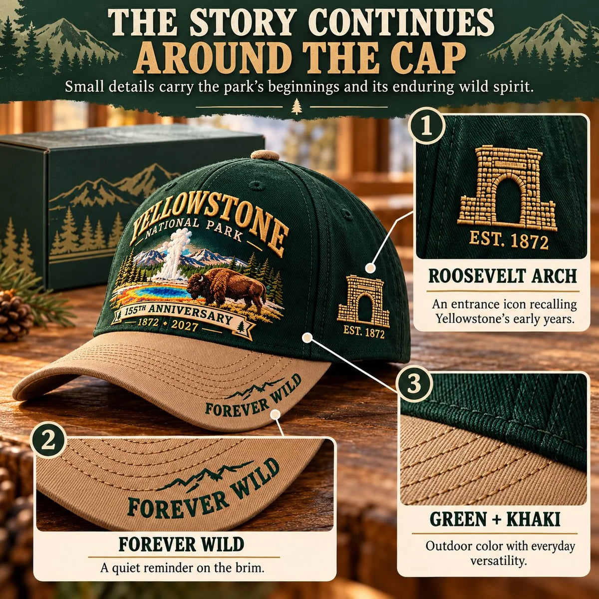 🦬Yellowstone National Park 155th Anniversary 1872-2027 Commemorative Cap