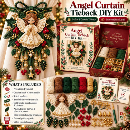 ⏳ Last Day 49% OFF – 🎄 Christmas Crochet Curtain Tieback DIY Kit | Beginner-Friendly Options, 8 Festive Designs 🧶