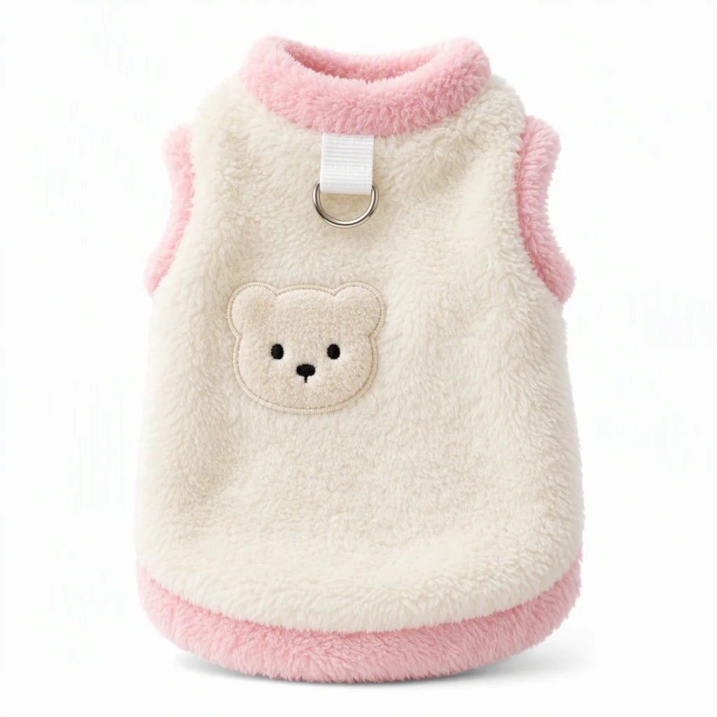 📢📢 50% OFF🐶Cozy Winter Pet Vest – Soft Plush with Adorable Bear Embroidery