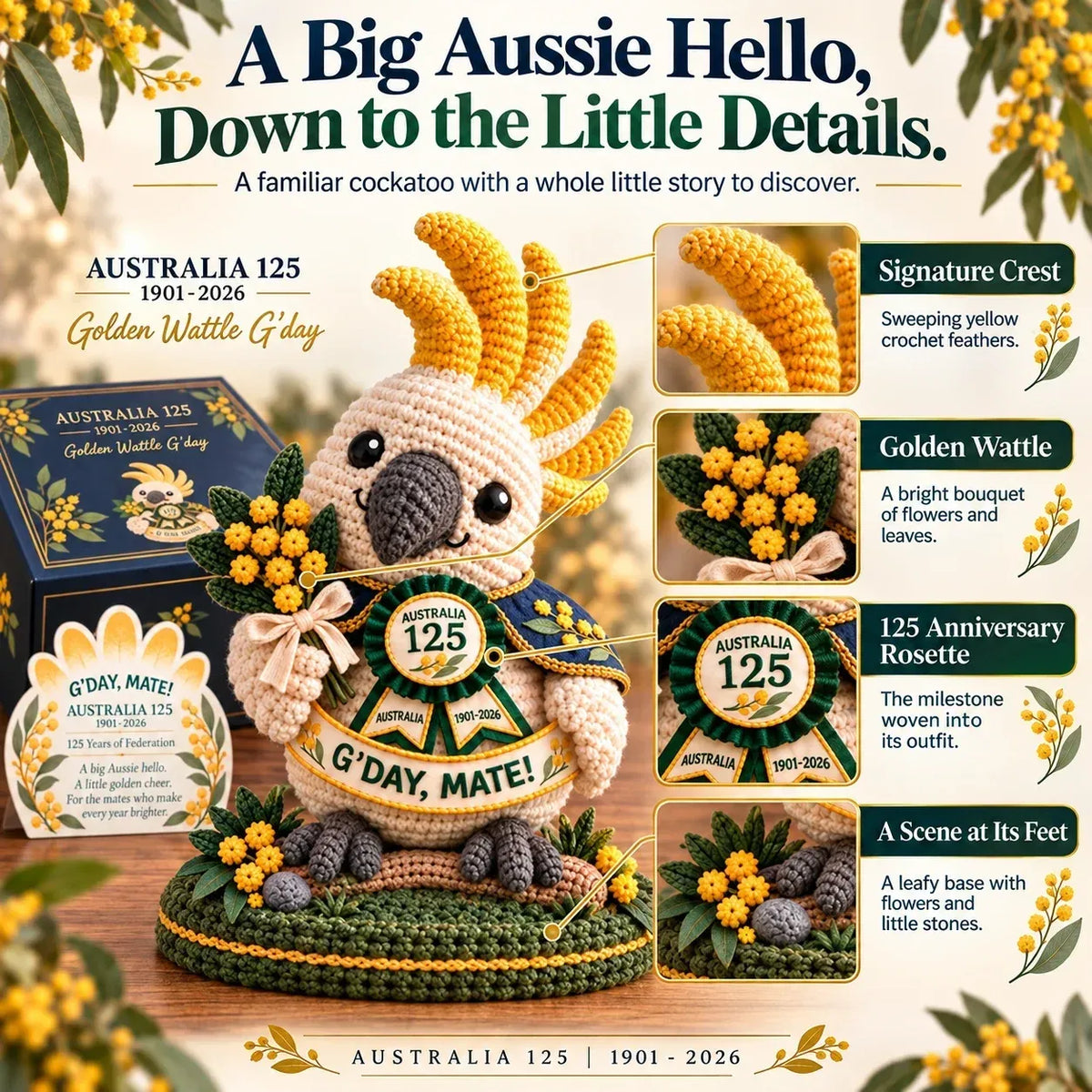 🐨🦘🇦🇺 Australia 125th Anniversary1901-2026 Crochet Keepsake | Intricate 3D Crochet Work 🎁