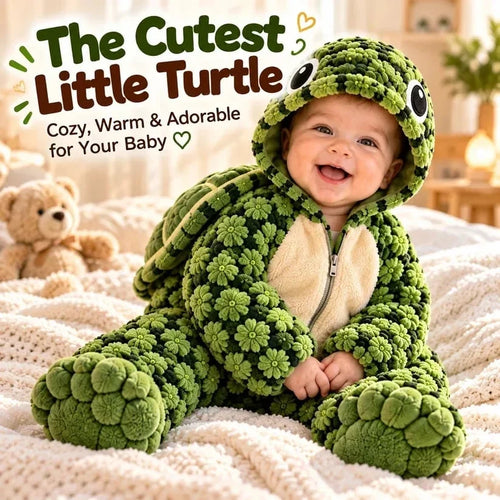 🐢 Ultra-Soft Baby Turtle Onesie – Cozy & Warm, Skin-Friendly Plush, Easy-Zip Diaper Changes & Adorable 3D Shell Design
