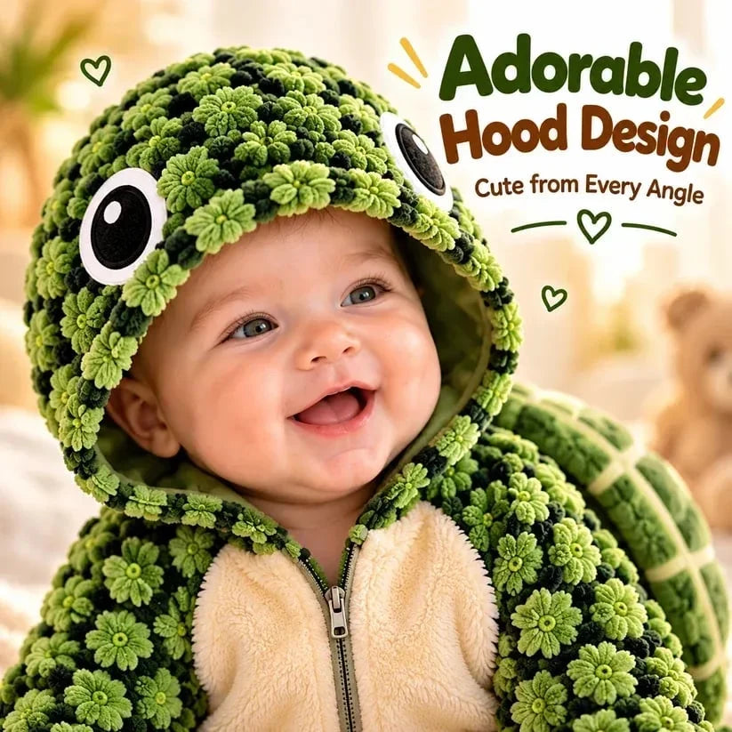 🐢 Ultra-Soft Baby Turtle Onesie – Cozy & Warm, Skin-Friendly Plush, Easy-Zip Diaper Changes & Adorable 3D Shell Design