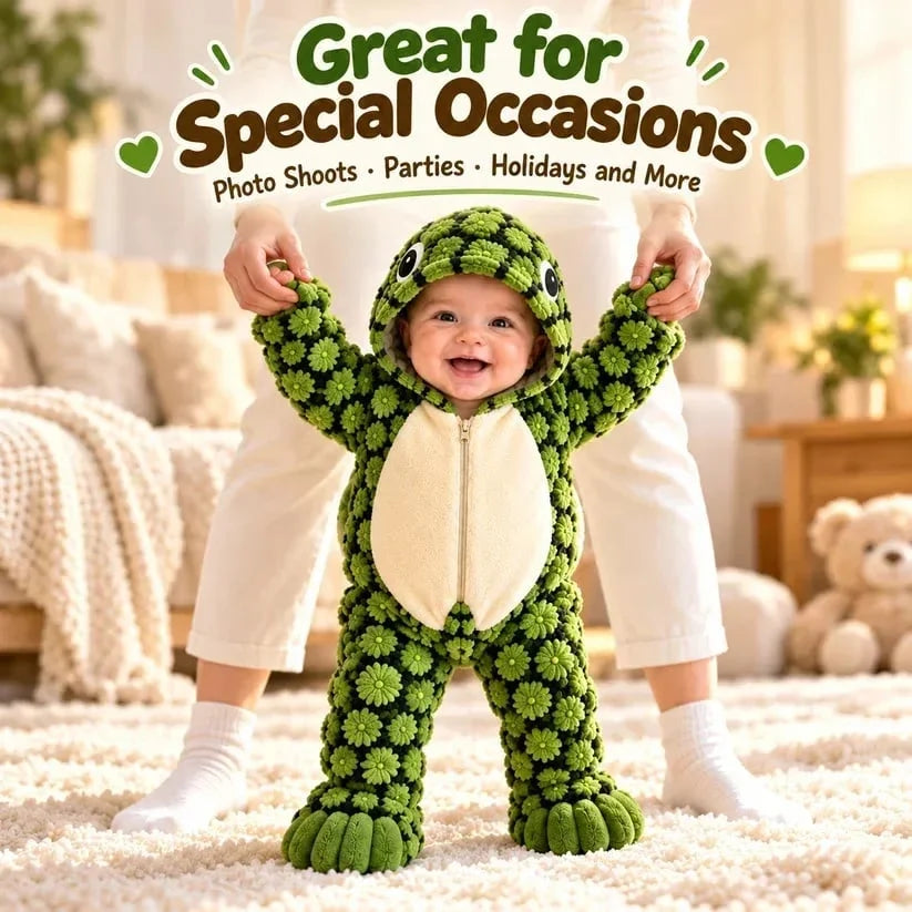 🐢 Ultra-Soft Baby Turtle Onesie – Cozy & Warm, Skin-Friendly Plush, Easy-Zip Diaper Changes & Adorable 3D Shell Design