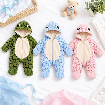 🐢 Ultra-Soft Baby Turtle Onesie – Cozy & Warm, Skin-Friendly Plush, Easy-Zip Diaper Changes & Adorable 3D Shell Design