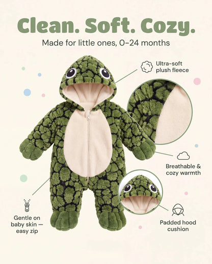 🐢 Ultra-Soft Baby Turtle Onesie – Cozy & Warm, Skin-Friendly Plush, Easy-Zip Diaper Changes & Adorable 3D Shell Design