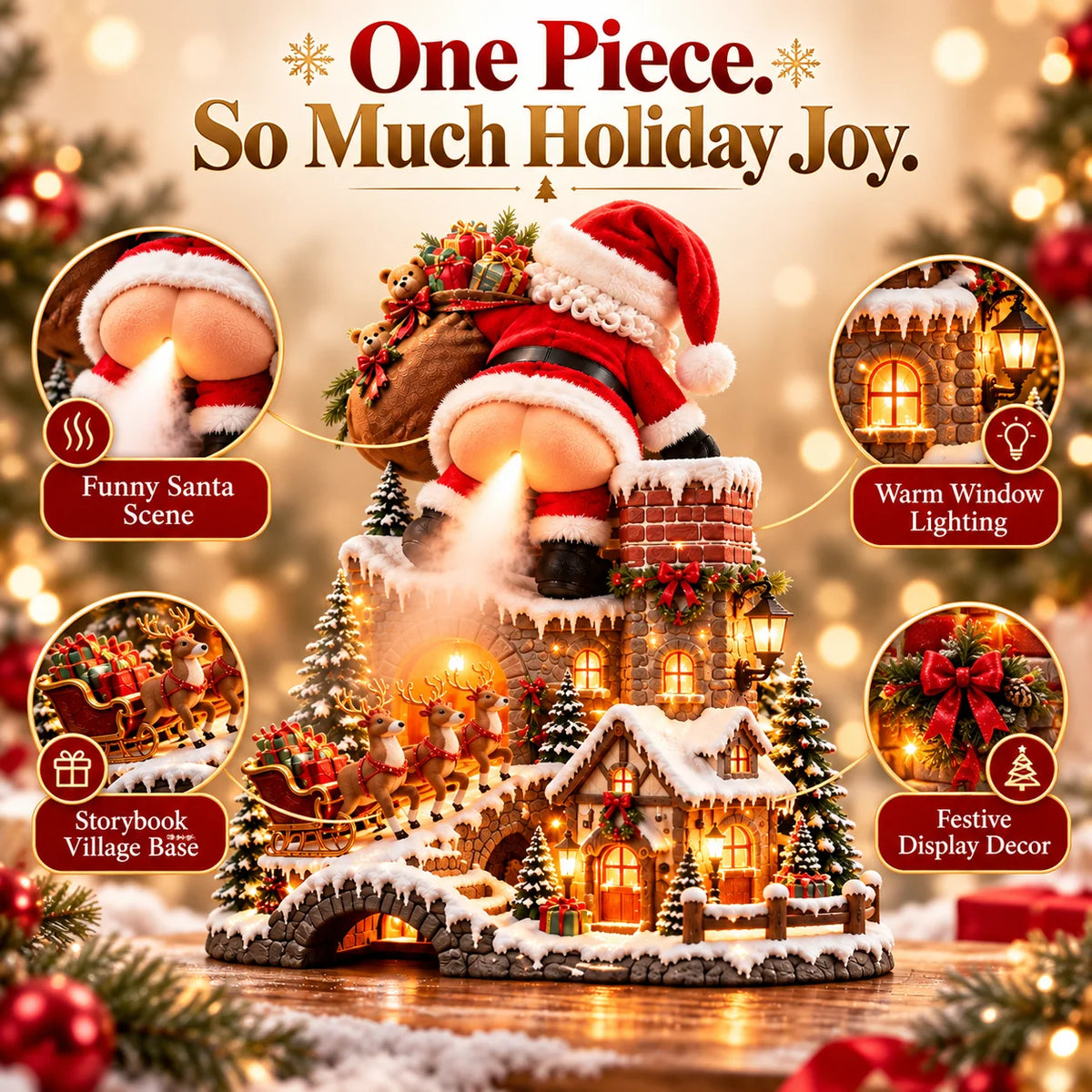 🎅 Santa’s Cheeky Christmas Village – Lighted Aroma Diffuser with Funny Santa Mist & Magical Holiday Glow