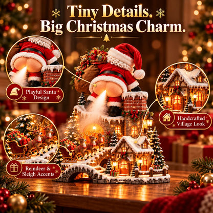 🎅 Santa’s Cheeky Christmas Village – Lighted Aroma Diffuser with Funny Santa Mist & Magical Holiday Glow