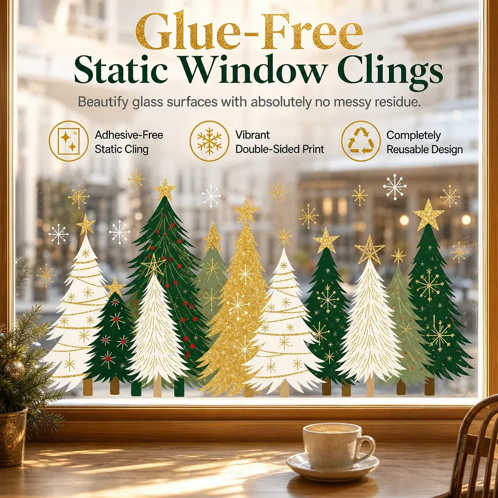 3-Piece Christmas Window Cling Decals Set