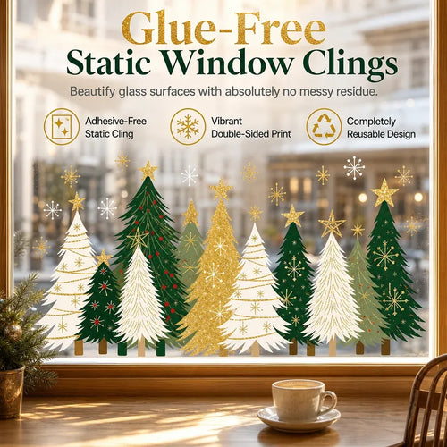 3-Piece Christmas Window Cling Decals Set