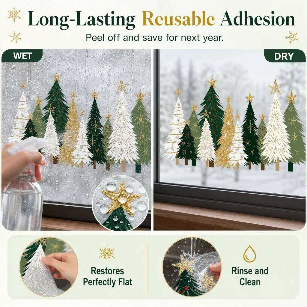 3-Piece Christmas Window Cling Decals Set