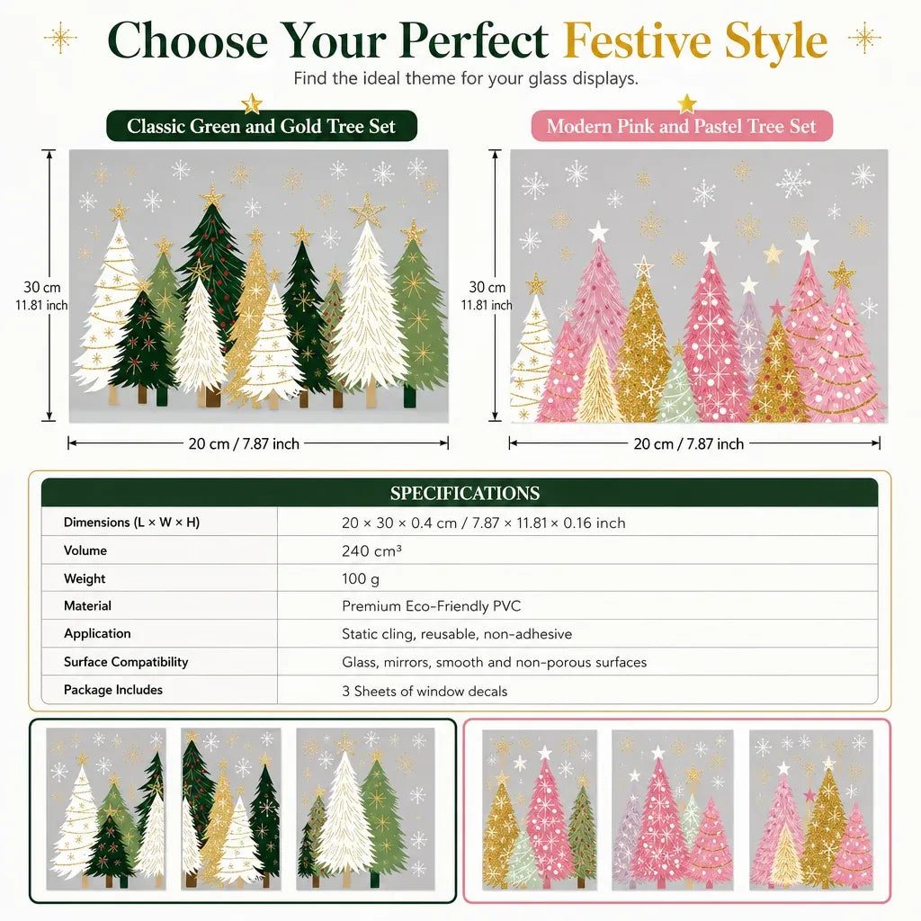 3-Piece Christmas Window Cling Decals Set