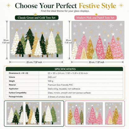 3-Piece Christmas Window Cling Decals Set