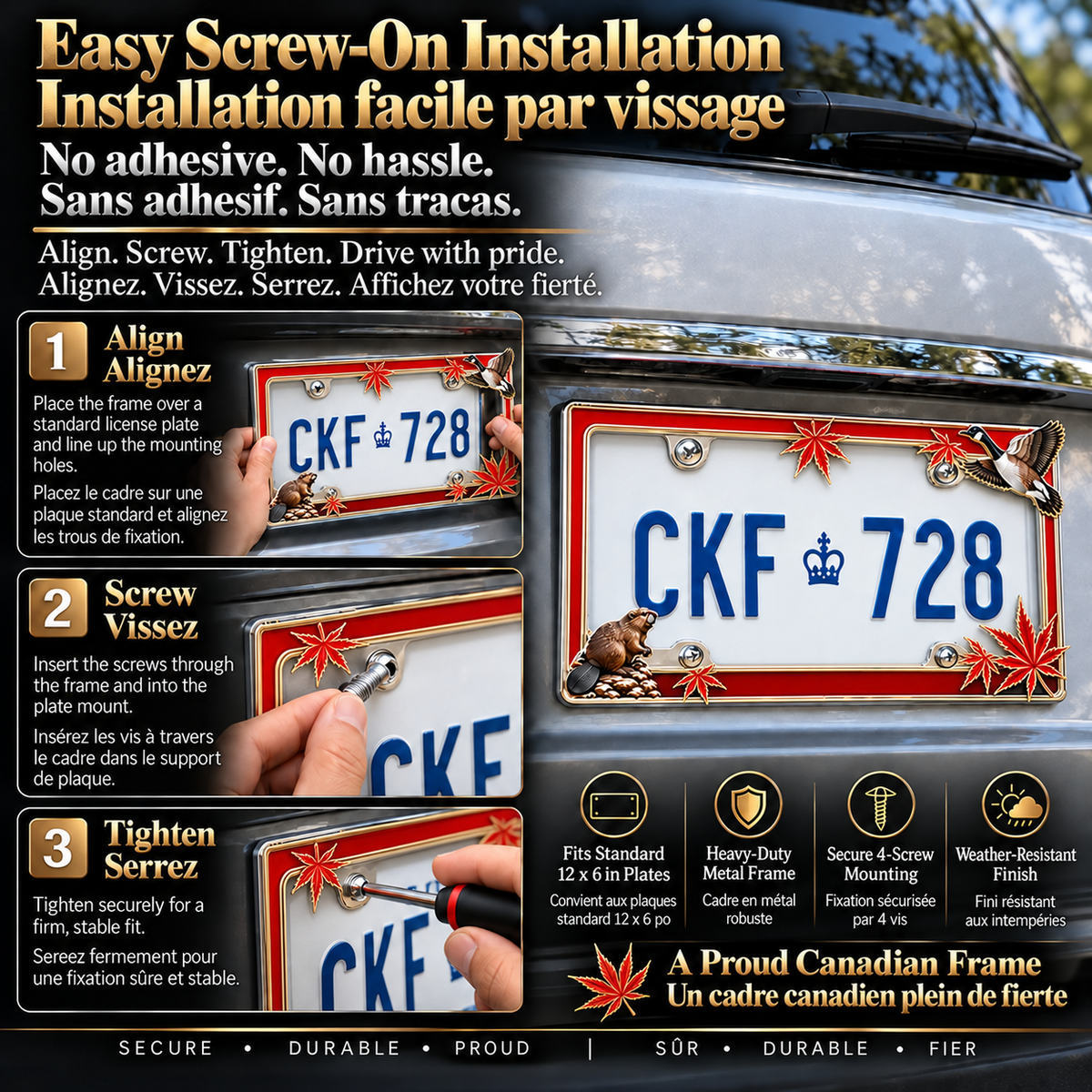 🍁🚗 Canada 160th Anniversary Commemorative Metal License Plate Frame