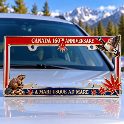 🍁🚗 Canada 160th Anniversary Commemorative Metal License Plate Frame