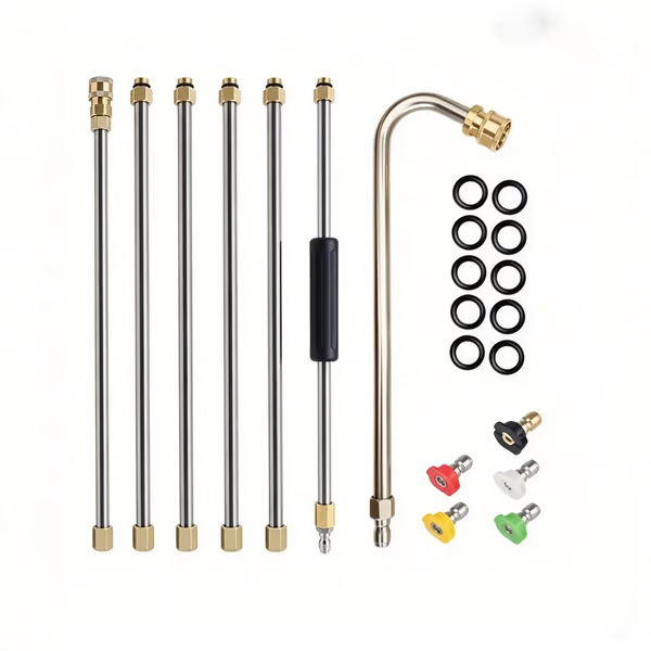 🧹Stainless Steel Power Washer Wand, Angled Extension Lance for Roof Gutter Car Cleaning 💦