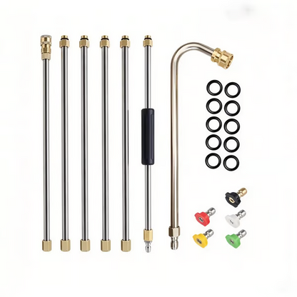 🧹Stainless Steel Power Washer Wand, Angled Extension Lance for Roof Gutter Car Cleaning 💦