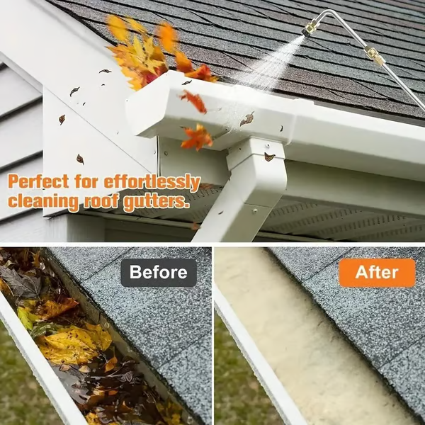 🧹Stainless Steel Power Washer Wand, Angled Extension Lance for Roof Gutter Car Cleaning 💦