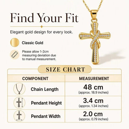 Women's Sparkling Twisted Knot Cross Pendant Necklace – Elegant Faith-Inspired Design with Brilliant Shine ✨