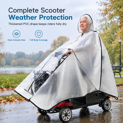 🔥Hot Sale☔Thickened Extra Large Waterproof PVC Cover and Poncho for Senior Mobility Scooters and Four Wheel Electric Vehicles