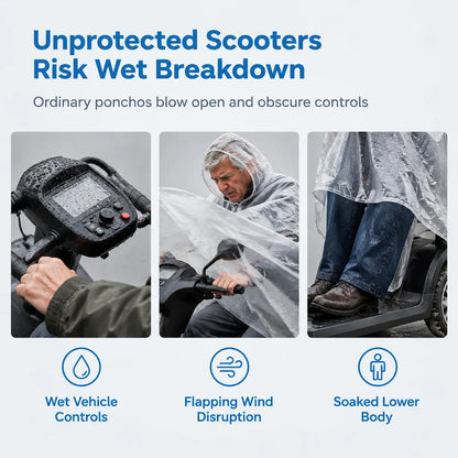🔥Hot Sale☔Thickened Extra Large Waterproof PVC Cover and Poncho for Senior Mobility Scooters and Four Wheel Electric Vehicles