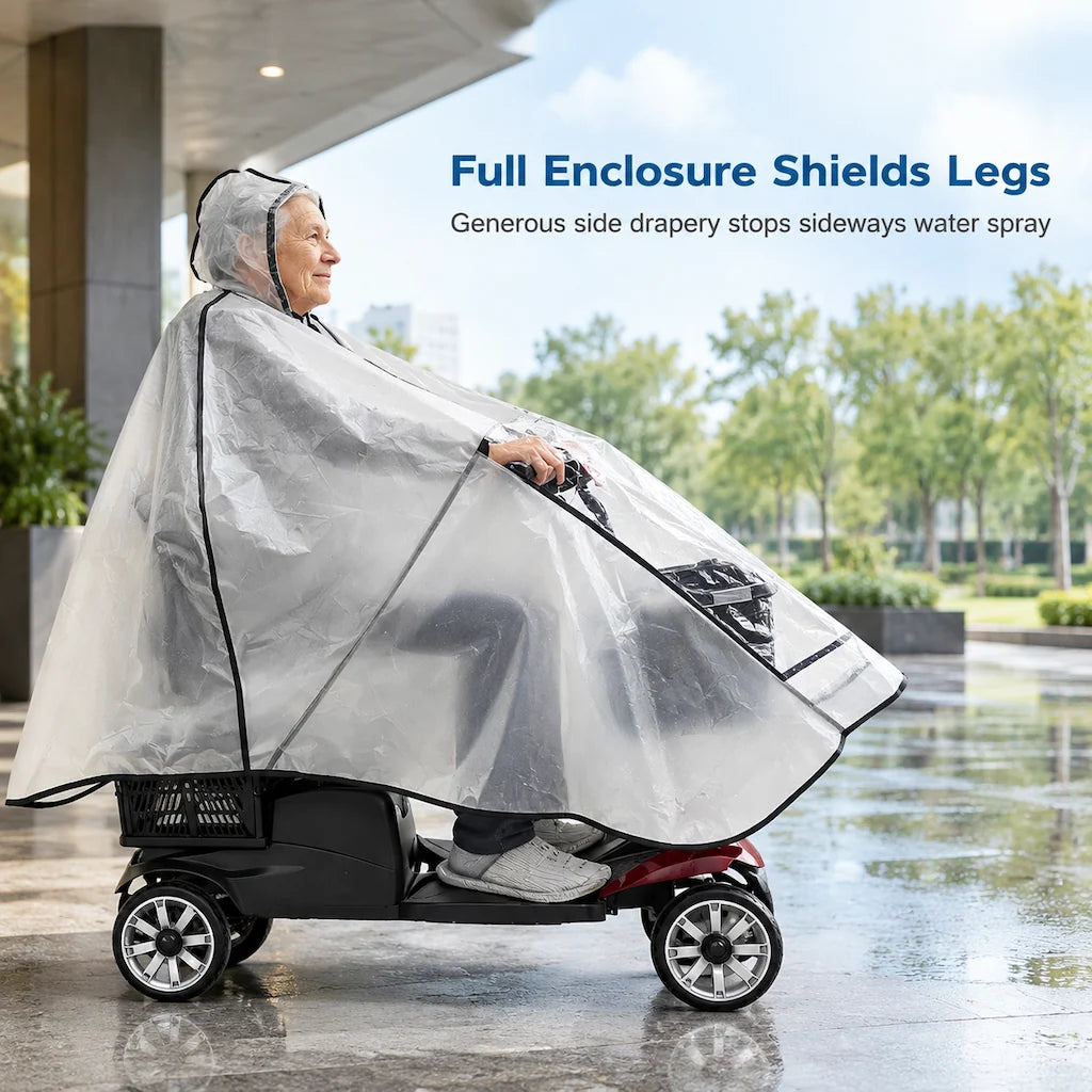 🔥Hot Sale☔Thickened Extra Large Waterproof PVC Cover and Poncho for Senior Mobility Scooters and Four Wheel Electric Vehicles