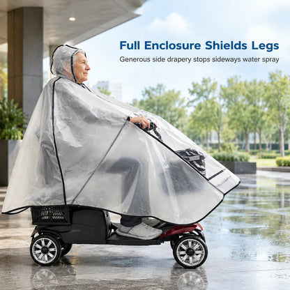 🔥Hot Sale☔Thickened Extra Large Waterproof PVC Cover and Poncho for Senior Mobility Scooters and Four Wheel Electric Vehicles