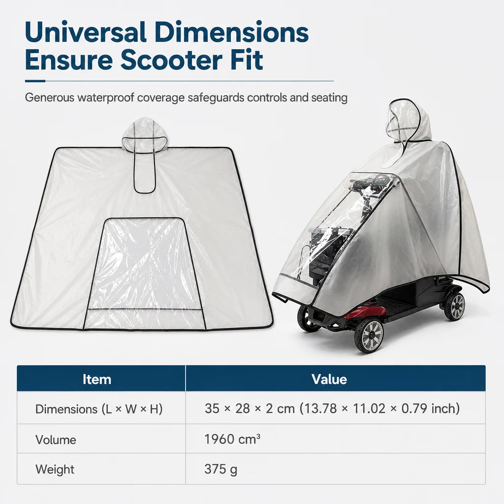 🔥Hot Sale☔Thickened Extra Large Waterproof PVC Cover and Poncho for Senior Mobility Scooters and Four Wheel Electric Vehicles