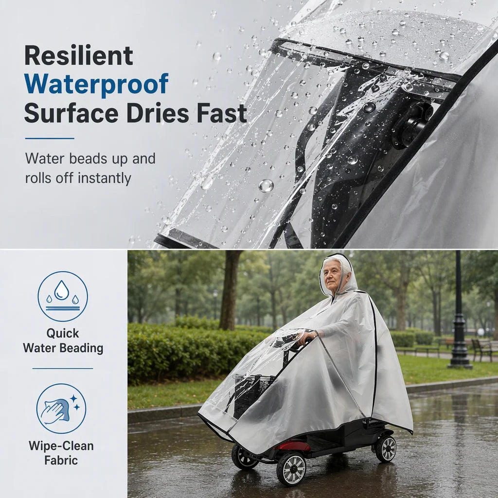 🔥Hot Sale☔Thickened Extra Large Waterproof PVC Cover and Poncho for Senior Mobility Scooters and Four Wheel Electric Vehicles