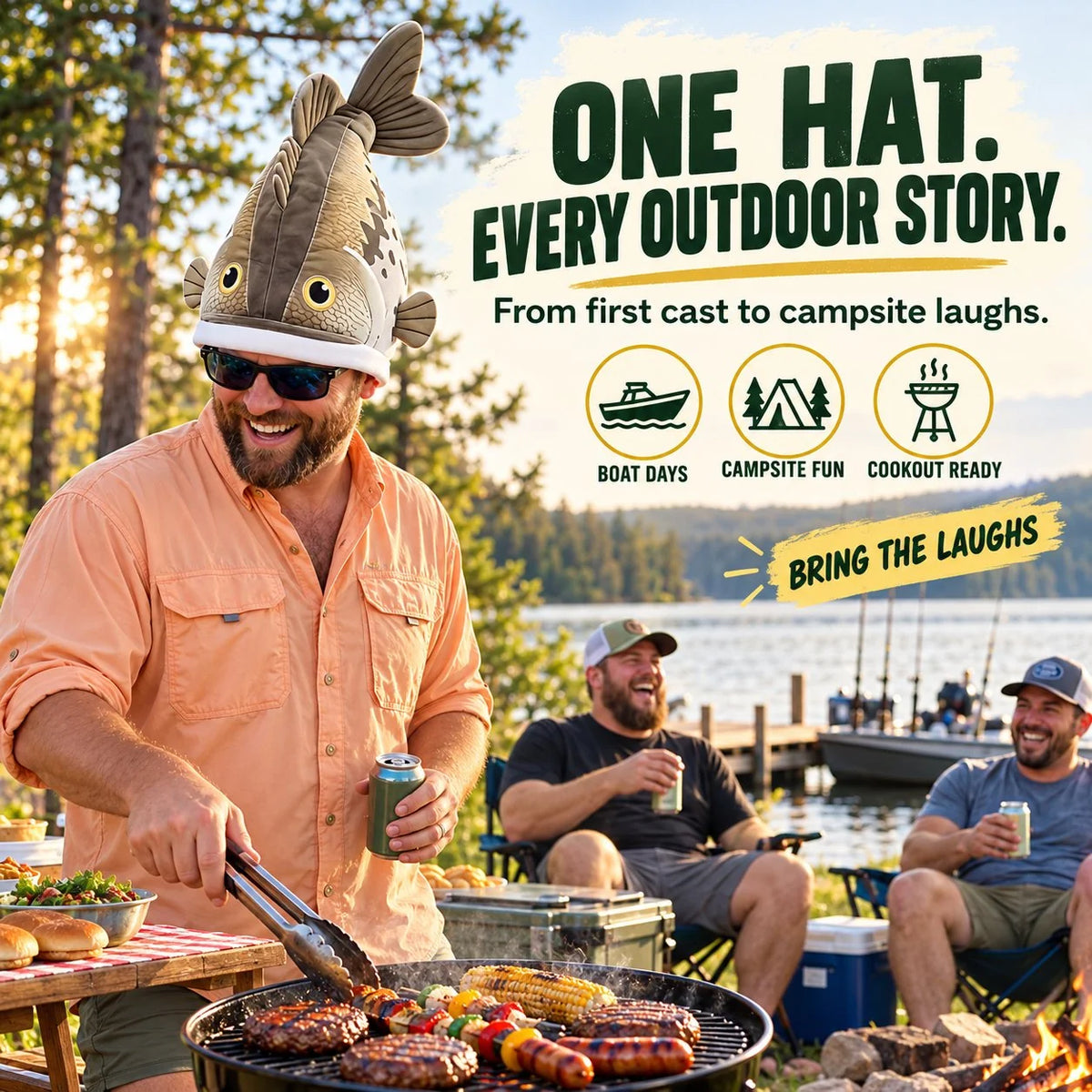 🔥Last day 50% OFF🐟 Funny 3D Fish Hat — Funny Fishing Gift for Anglers, Lake Days & Parties