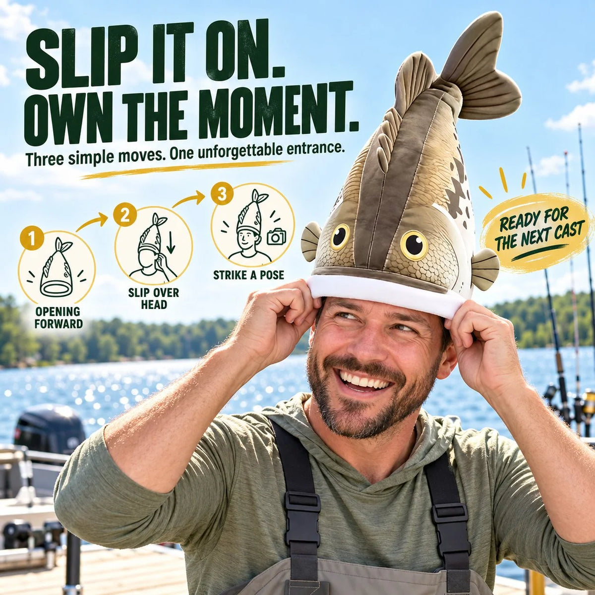 🔥Last day 50% OFF🐟 Funny 3D Fish Hat — Funny Fishing Gift for Anglers, Lake Days & Parties