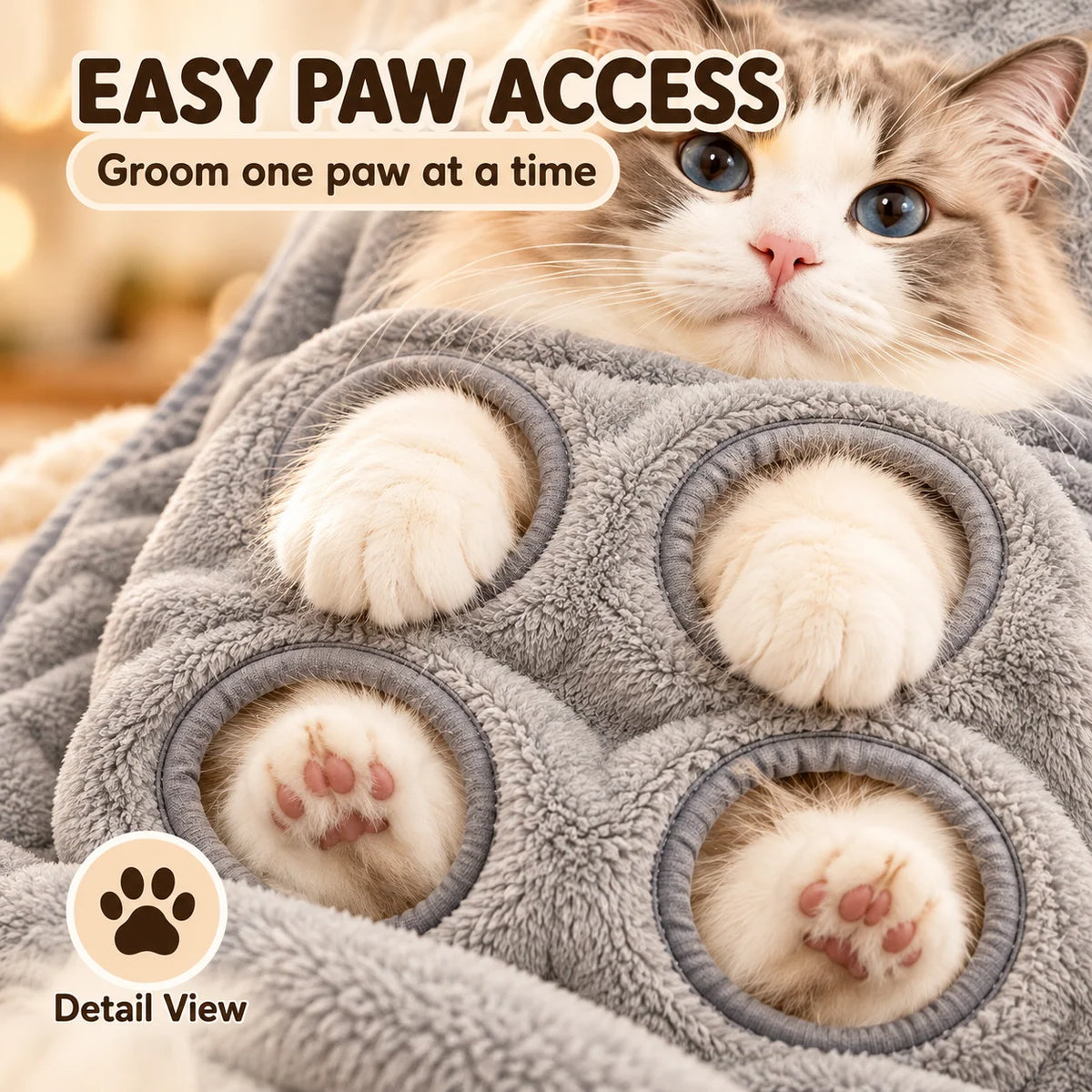 Cat Grooming Apron with Paw Openings – Hands-Free Cat Nail Trimming Holder for Easier At-Home Grooming