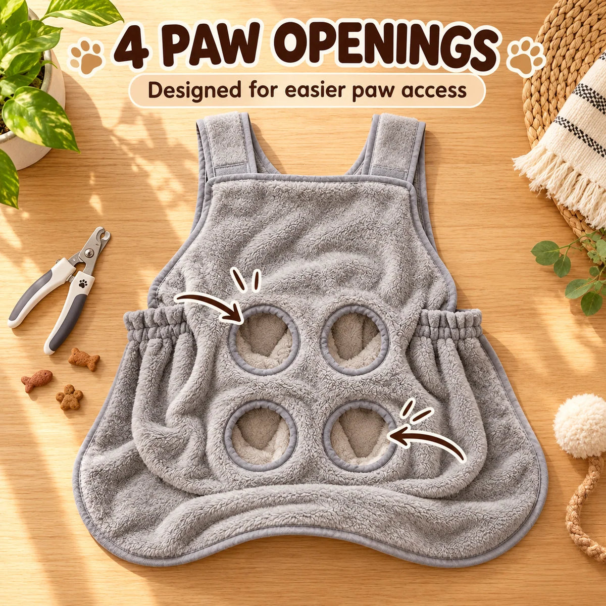 Cat Grooming Apron with Paw Openings – Hands-Free Cat Nail Trimming Holder for Easier At-Home Grooming