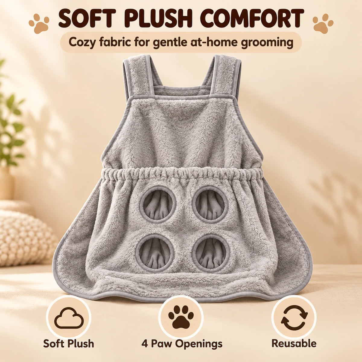 Cat Grooming Apron with Paw Openings – Hands-Free Cat Nail Trimming Holder for Easier At-Home Grooming