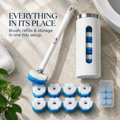 🧼 Disposable Toilet Brush Cleaning System with Replaceable Heads & Storage Holder
