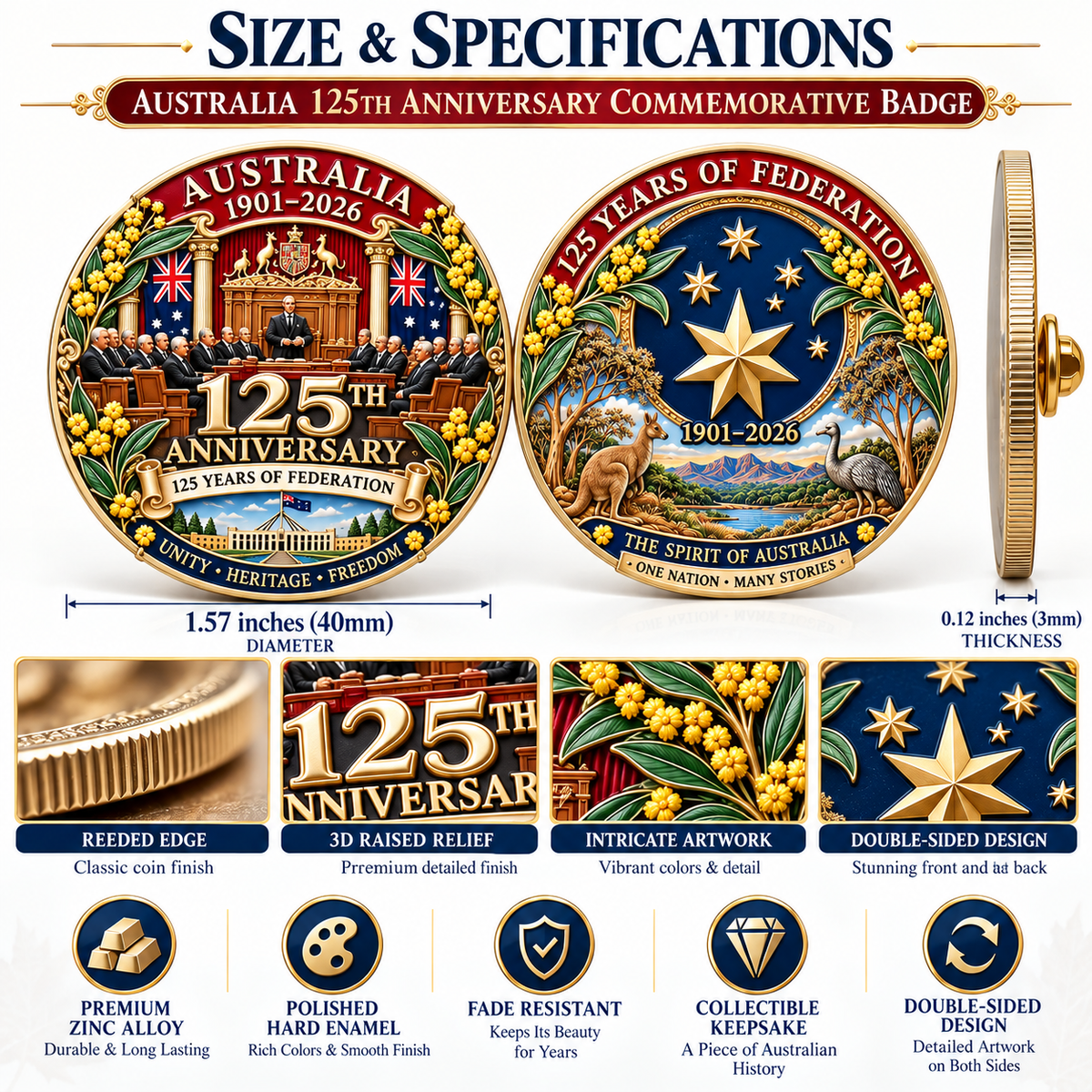 🦘Australia 125th Anniversary 1901-2026  Commemorative Badge