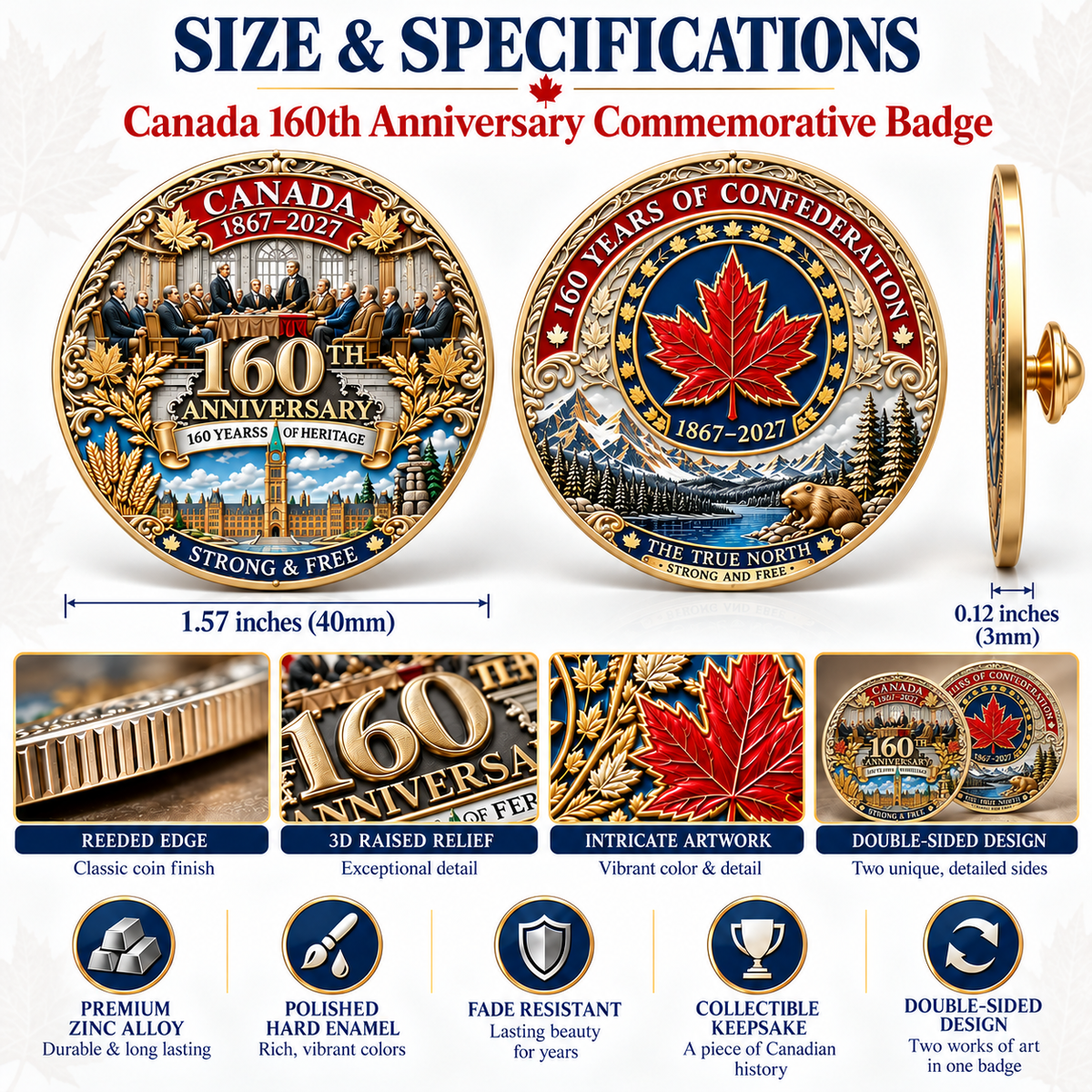 🍁Canada 160th Anniversary 1867-2027 Commemorative badge