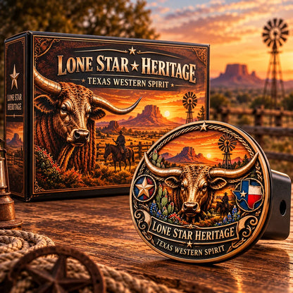 🐂 Texas Longhorn 3D Metal License Plate Frame & Hitch Cover Set – Vintage Western Cowboy Truck Decor & Gift