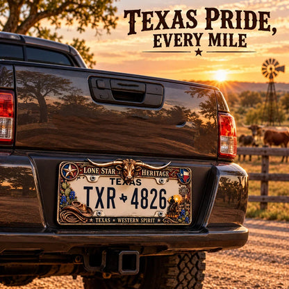 🐂 Texas Longhorn 3D Metal License Plate Frame & Hitch Cover Set – Vintage Western Cowboy Truck Decor & Gift