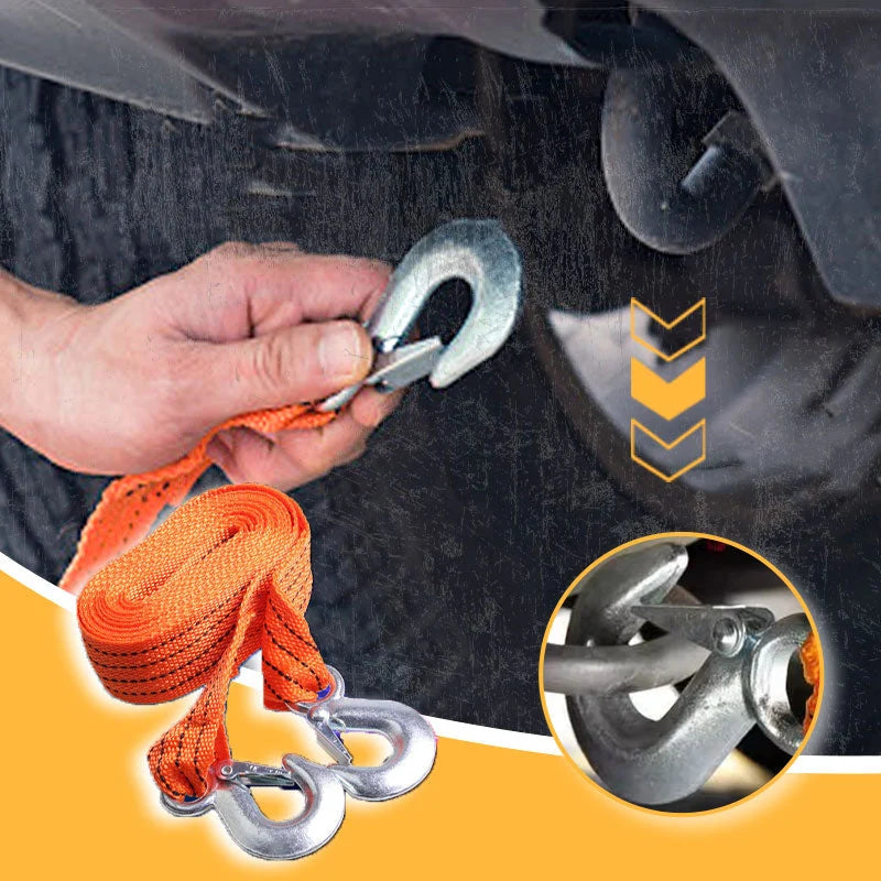 ⏳Time-Limited Special⏰13ft Car Tow Strap with Hooks & 3 Tons Capacity